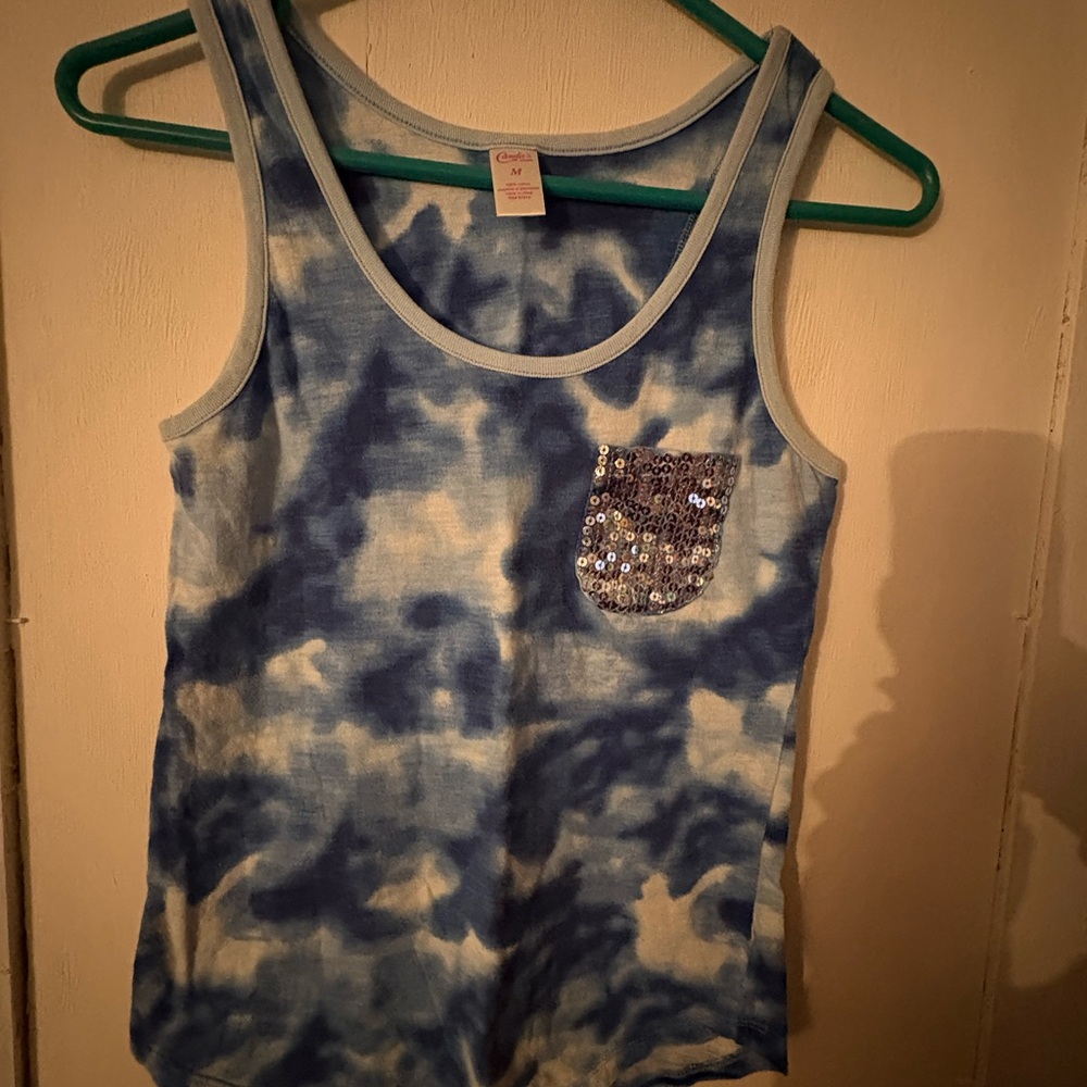 Candie's Blue Tie-Dye Scoop Neck Tank